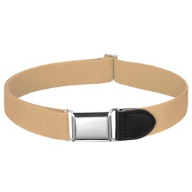 Buyless Fashion Kids Toddlers Baby Adjustable Elastic Dress Stretch Belt with Silver Buckle - 5096-Tan