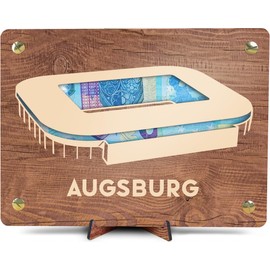 Augsburg Geldkarte - XL Geldgeschenk aus Holz inkl. Ständer | Augsburg - Augsburg Fanartikel, Augsburg Geschenk, Karte für Augsburg Fans, Geschenk Augsburg