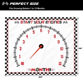 Gicoherero Racing Car Baby Monthly Milestone Blanket for Boy Little Monthly Growth Chart Sports Nursery Blanket 1 to 12 Months Photography Backdrop Prop for Newborn Baby Boy Soft Plush Fleece