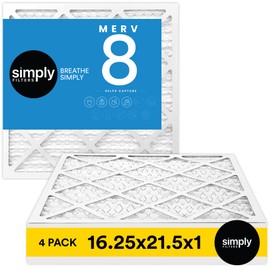 Simply 16.25x21.5x1 Air Filter, Merv 8, MPR 600, 4 Pack, Furnace Air Filter for HVAC (Actual Size: 16"x21.25"x0.75") DUST, Pet, & Allergy Control