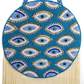 Walbrook Evil Eye Wall Decor - Beaded Turkish Evil Eye Wall Hanging Decor, Evil Eye Decor, Evil Eye Dream Catcher, Blue Eye Nazar Wall Hanging, Evil Eye Charm, Boho Wall Decor, Home Protection