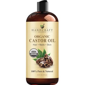 Handcraft Blends Premium Organic Castor Oil 100% Pure and Hexane-Free Cold-Pressed Beauty 16 fl.