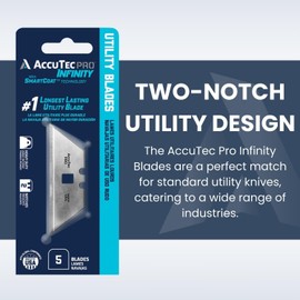 Accutec Pro Infinity Carbon Steel Utility Blades - .025 Inch Thick, 2-Notch Double Edge, SmartCoat Tech, Multi-Industry Use - USA Made - APBL-8007