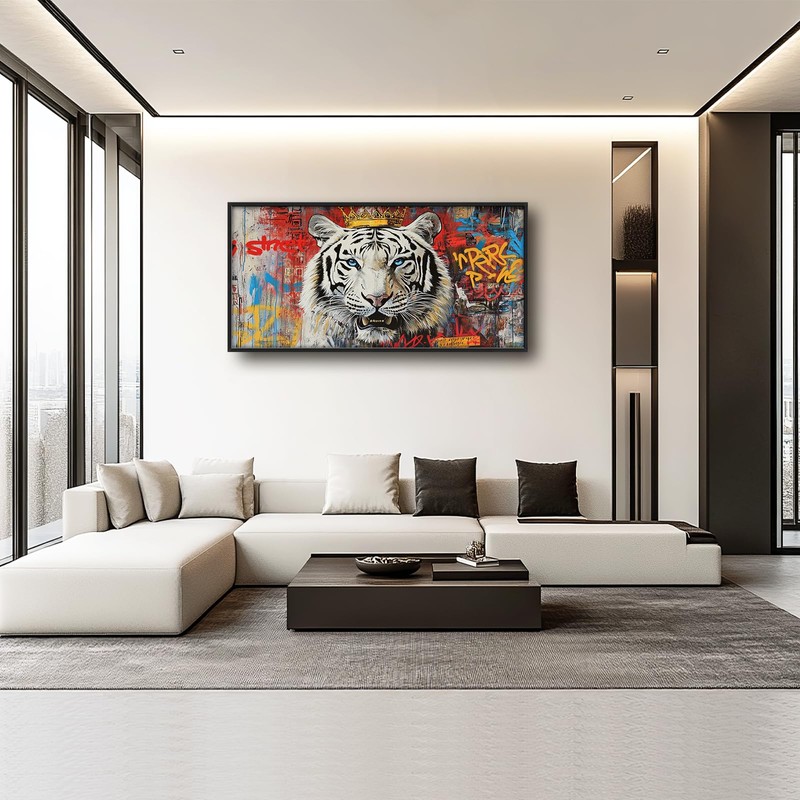 Olivine Banksy Large Wall Art, Graffiti Tiger Pictures Wall Decor,