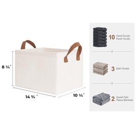 StorageWorks Storage Bins, Fabric Storage Bins for Shelves, Storage Baskets with Metal Frame, Closet Baskets and Bins with Handles, Natural Color, 2-Pack