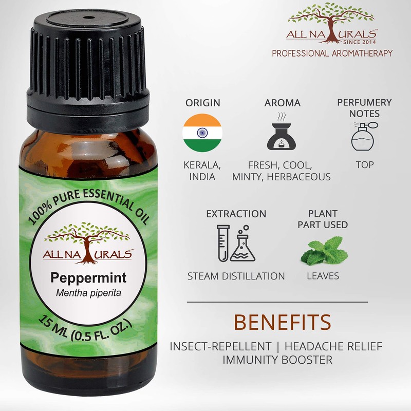 All Naturals 100% Pure Peppermint Essential Oil (Up, India) For