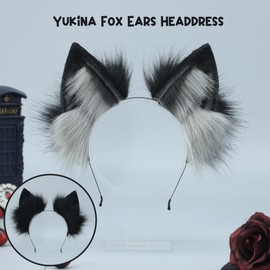 Kidukso Fox Ears Headwear Simulation Animal Fur Fox Ears Headdress Dress Up Cosplay Party Anime Comic Con Prop Headwear