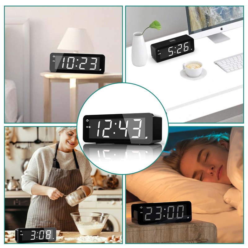 KWANWA Digital Alarm Clock with Large 1.8" LED Display, Battery