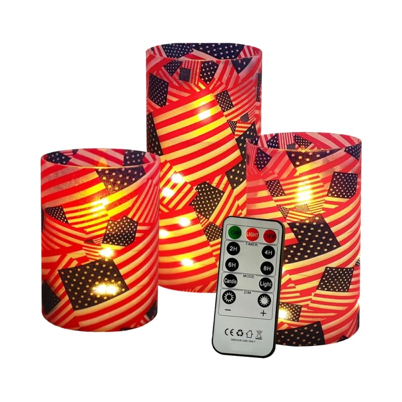 3 Pack Flameless LED Pillar Candles 11-Key Remote Timer Flickering