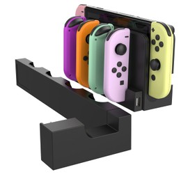 ipega PG-9186F Joy-Con Handle, Charging Holder, 4 Simultaneous Charging, Joy-Con Charger, Storage, Integrated, Fast Charging, Includes Indicator Lamp to Indicate Charging Status, For Switch