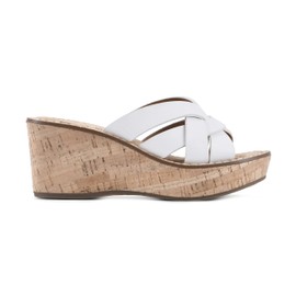 WHITE MOUNTAIN Shoes Samwell Women's Wedge Sandal, White/Burn/Smooth, 7.5 M