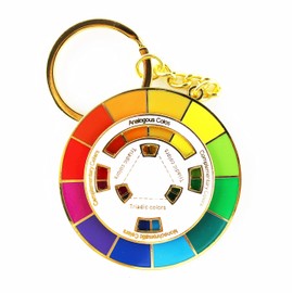 Langjitianya Color Wheel Pin Enamel brooch Spinning Wheel Christmas Gift art pin backpack lapel kawaii pins (colour wheel white keychain)