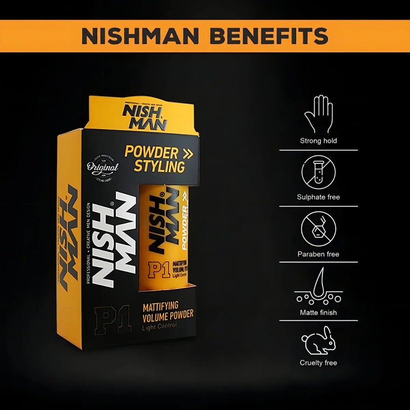 Nish Man Cera En Polvo P1 Da Volumen Control Ligero
