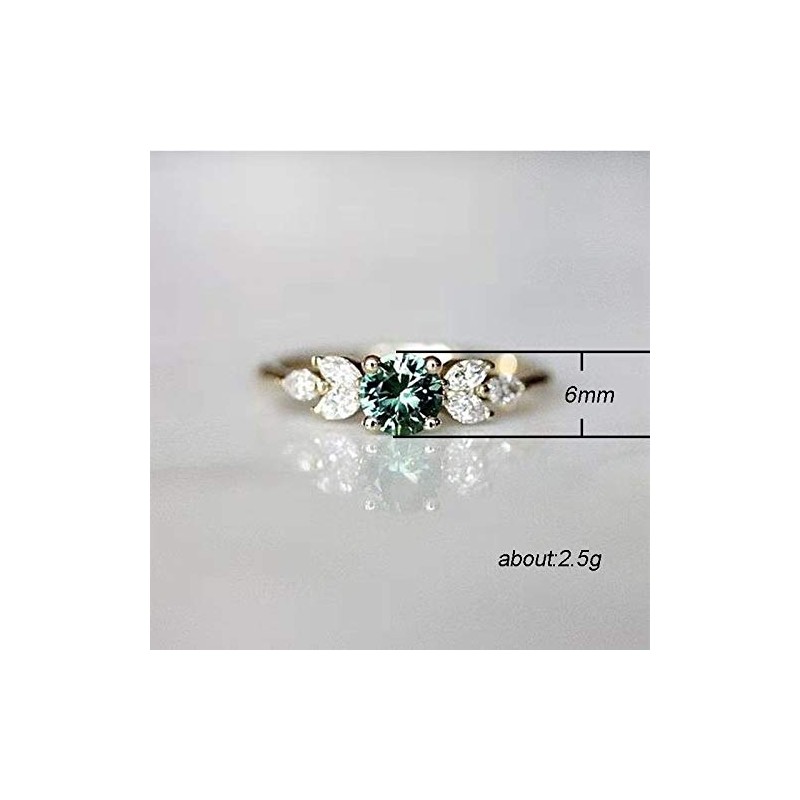 Sdouefos 18K Gold Plated Square Simulated Emerald Engagement Ring Women