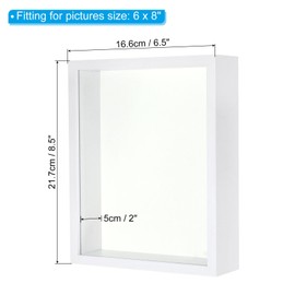 PATIKIL 6x8 Shadow Box Frame, Wooden Dried Flower Display Stand Floating Photo Frame Glass Picture Frame for Flowers Ticket Crafts and Photos, White
