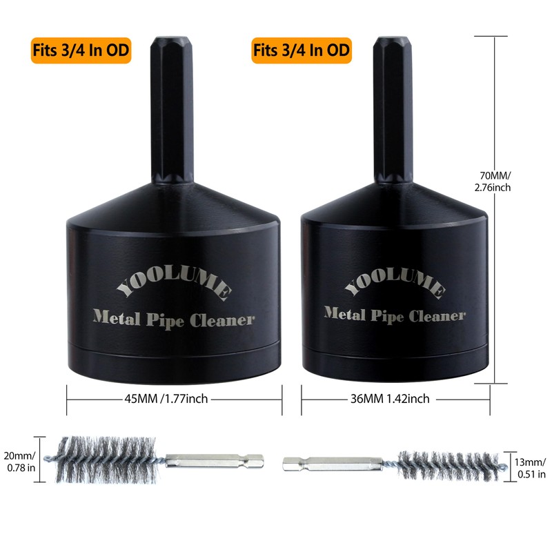 Copper Pipe Cleaner Kit for Drill (1/2" & 3/4"),Includes 2