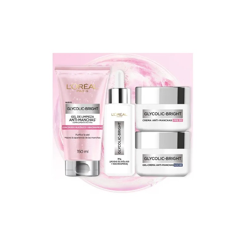 LOral Paris Kit Anti-Manchas Glycolic Bright Rutina Completa con cido