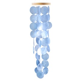 Vindar Wind Chimes for Outside, Handcrafted Shell Windchime Ocean Style Chime for Indoor Outdoors Decor, Garden Decor Gift for Women, Mom, Grandma (Sky Blue)