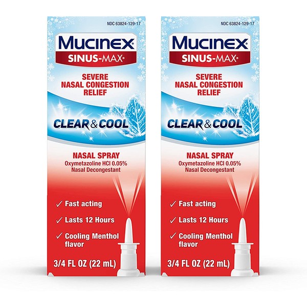 Mucinex Sinus-Max Nasal Spray Clear & Cool, 0.75 oz Packaging May Vary (Pack of 2)