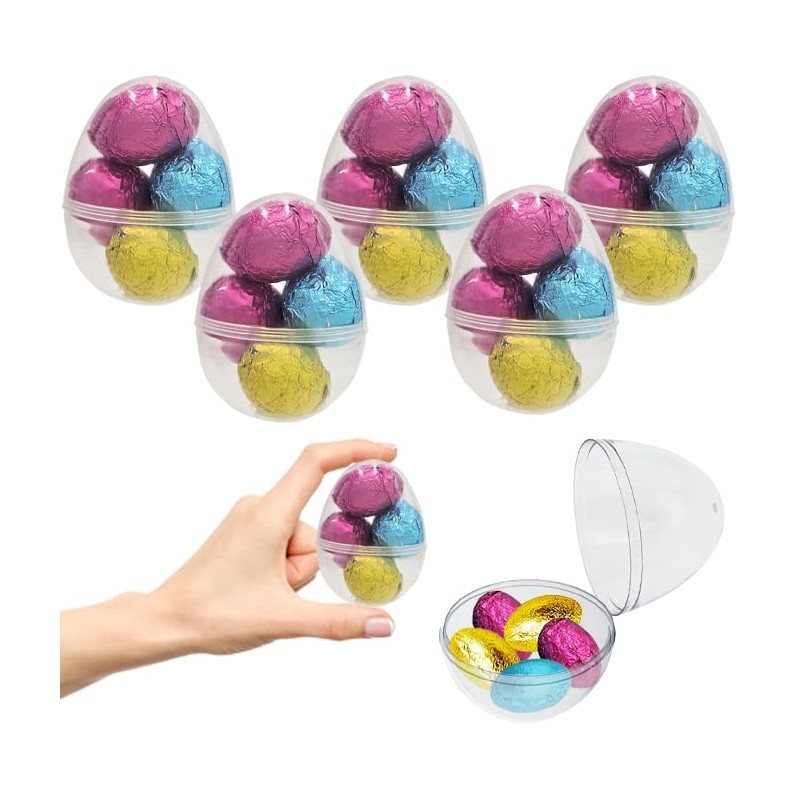 Easter Eggs Filled with Chocolate Eggs, Multicolored Foil Wrapped Milk