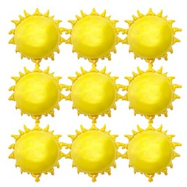 Smile Face Sun Balloons 26Inch Pack of 9 Mylar Sunshine Balloons,Summer Balloons for Sunshine First Birthday Decorations Sunflower Flowers