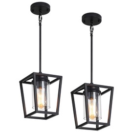 ZSMIHDOH Pendant Lights for Kitchen Island, 2 Pack Modern Black Pendant Lighting Fixtures Set of 2, Kitchen Hanging Light Farmhouse Pendant Light for Hallway, Dining Room, Entryway, Foyer