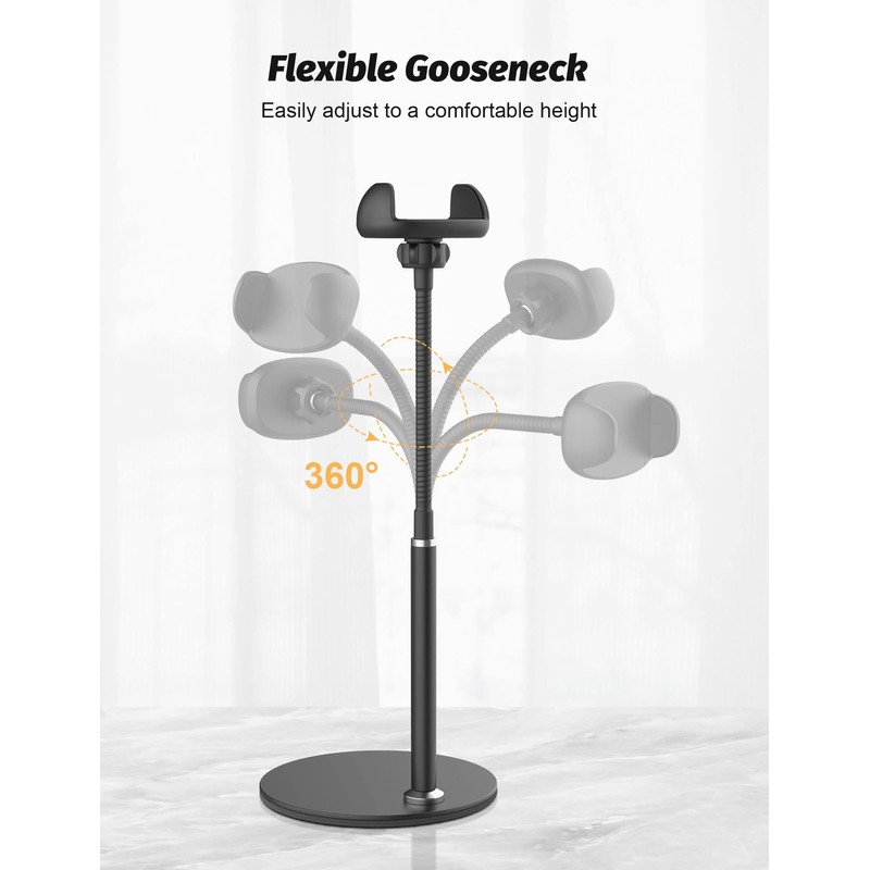 Cell Phone Stand, Adjustable Height & Angle Gooseneck Stand for