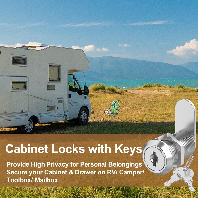 Hecfu 6 Pcs Cabinet Locks with Keys, 1-1/8" Cam Locks