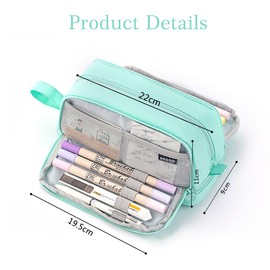 HIQE-FL Pencil Case Girls Teenagers, Cute Pencil Case, Large Capacity Pencil Case, Durable Pencil Case, Pencil Case Zip, Bag Perfect for School Office, scgrün, Daily