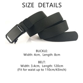 S-MAN 3.4 cm Wide Men's Casual Elastic Fabric Belt with Black Colour Alloy Automatic Buckle Sport Golf Men's Belt, Grey twill pattern