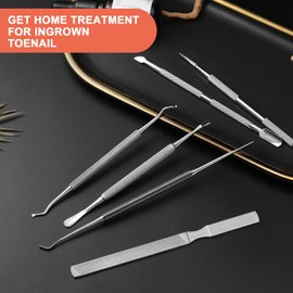 BEZOX Ingrown Toenail Removal Kit - Toenail Lifter and Thick Toenails File, Stainless Steel Pedicure Tools - 6PCS Nail Correction Set