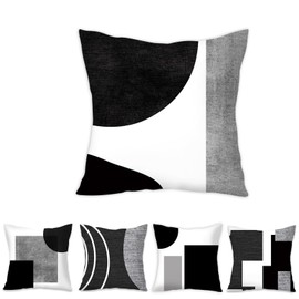 ICHOWHO Cushion Covers 45 X 45 cm, 5 Pcs Black and White Cushions Covers Sofa Cushion Sofa Pillow Covers, Decorative Cushions Scatter Cushions House Warming Gifts, Sets 4 +1 Replace
