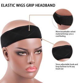 2 Pack Wig Grip Headbands for Women, Velvet Wigs Grips Band, Adjustable Non Slip Wig Gripper Headband for Holding Women’s Wigs,Cosplay