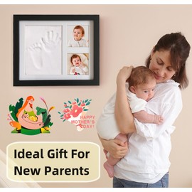 PewinGo Baby Footprint & Handprint Clay Kit, Baby Photo Frame Kit for Newborn Baby, Baby Shower Gifts,Baby Registry, New Parents Gift, Perfect Baby Memory and Nursery Room Decoration-BLACK