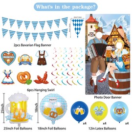 Vlipoeasn Oktoberfest Photo Prop Backdrop 23Pcs Accessories, Couple Photo Prop Decor for German Beer Festival, Bavarian Party Decorations