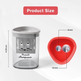 OFFCUP Pencil Sharpeners, 2pcs Manual Pencil Sharpeners with Container, Double-Hole Pencil Sharpener Durable Pencil Sharpeners for Kids Adults Students School Class Home Office (Grey, Red)