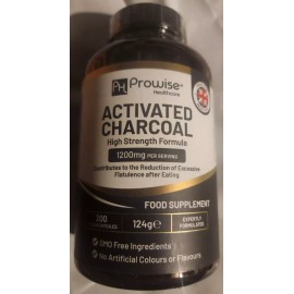 Activated Charcoal High Potency 1200mg 200 Caps Made in UK Prowise