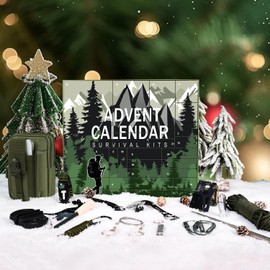 MH MYLUNE HOME Tactical Survival Calendar - 24 Days Xmas Countdown Advent with Waist Pack, Fire Bellows & Poncho | Premium Survival Gear Gift for Outdoor Men, Camping, Hunting, Adventure