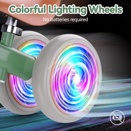 Liberry Light Up Baby Balance Bike 1 2 Years, Ride Toys with Adustable Seat for Boys Girls, First Birthday Gift for Toddlers, Green