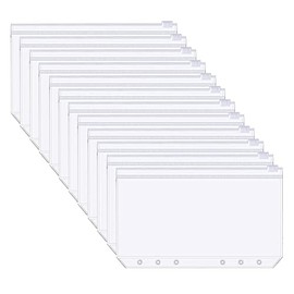 12 Uds A6 Carpeta Bolsillos Impermeable Transparente PVC 6 Agujeros Carpeta Bolsillos Zip Carpeta Plástico Dinero Presupuesto Sobres