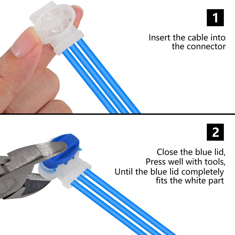 60 Pack Wire Connectors Electrical IDC 314-Box Waterproof, 3-Way Boundary