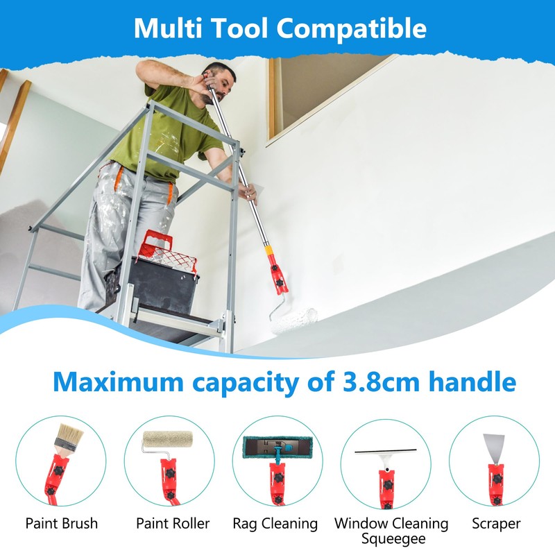 Multi Angle Paint Brush Extender Extension Pole Attachments, Extendable Paint