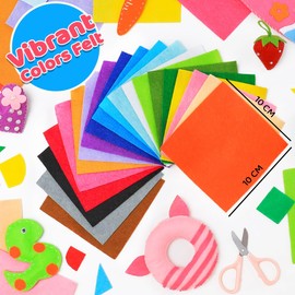 Tiehuoxia 60 pcs Coloured Felt with 20 Colors, 10 x 10 CM Felt Sheets for Patchwork, DIY, Arts and Crafts