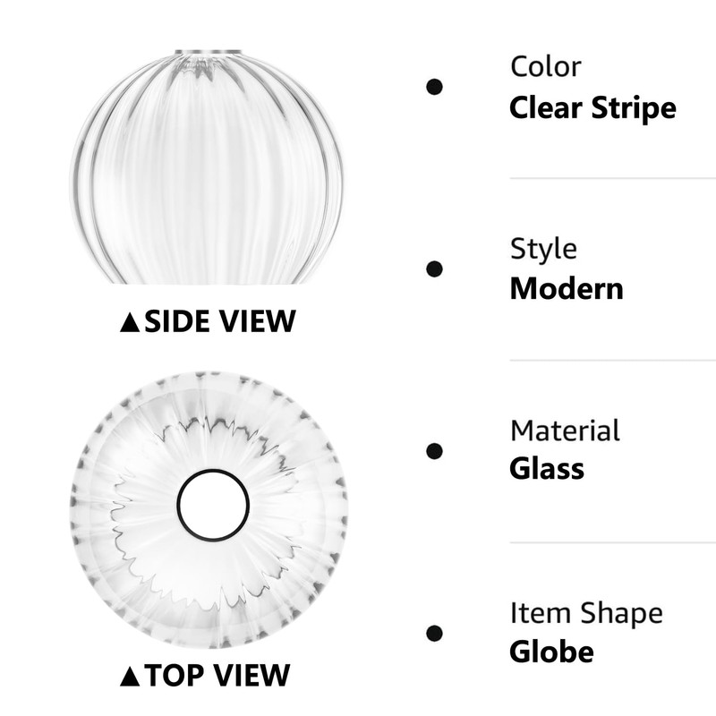 Clear Glass Shade,Replacement Globe & Cover for Lighting Fixture, 8"
