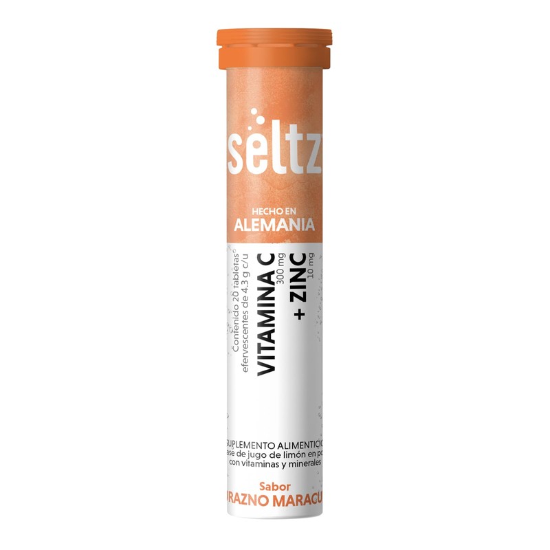 Seltz Tableta Efervescente Vitamina C + Zinc 300 mg Durazno