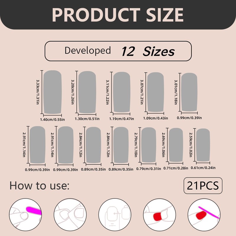 24 Pcs Extra Long False Nails Press On Fake Nails