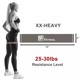 XPRT Fitness Set of 10 Resistance Loop ExerciseBands Fitness  Workout Bands With Carry Pouch - X-Heavy ( 25-30 lbs)