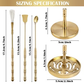 LNQ LUNIQI 5 Pcs Brass Incense Making Kit Incense Mold Tool Kit DIY Incense Lotus Incense Mold Incense Spoon Incense Press Shovel Brush for Yoga Meditation