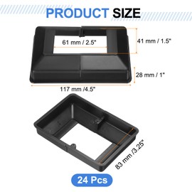 sourcing map 24Pcs Post Base Cover, 4.5"x3.25" (Internal Size 1.5"x2.5") PVC Split Style Post Skirt, Porch Column Wrap for Post Fence Deck Cable Railing Baluster Stair Rails, Black