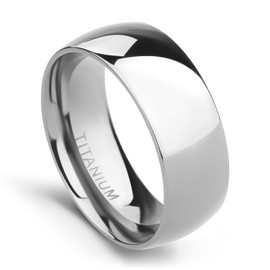 TIGRADE 2mm 4mm 6mm 8mm 10mm Titanium Ring Plain Dome High Polished Wedding Band Comfort Fit Size 3-15,8mm,Size 11